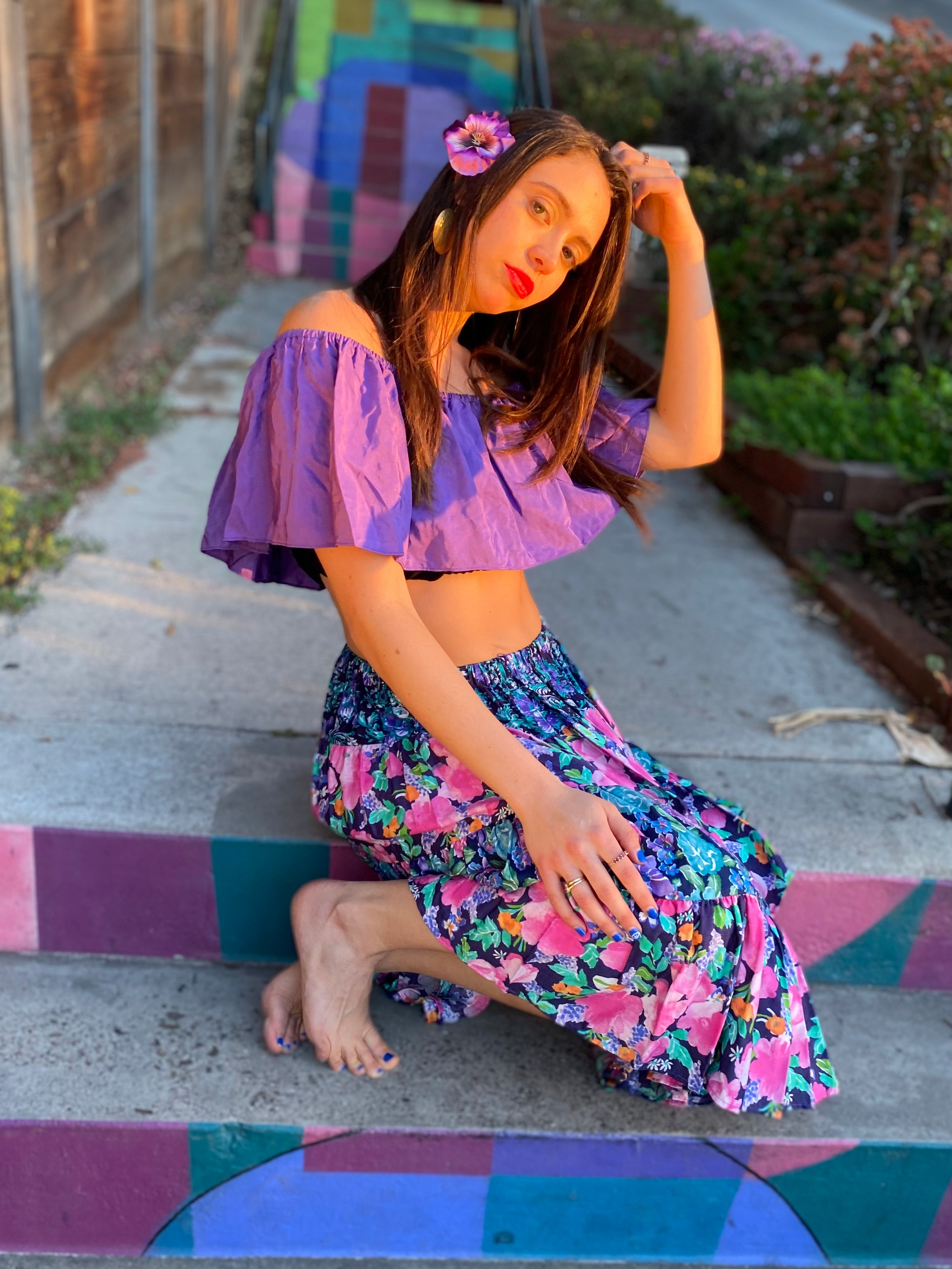 Faded Floral M.Rose Skirt